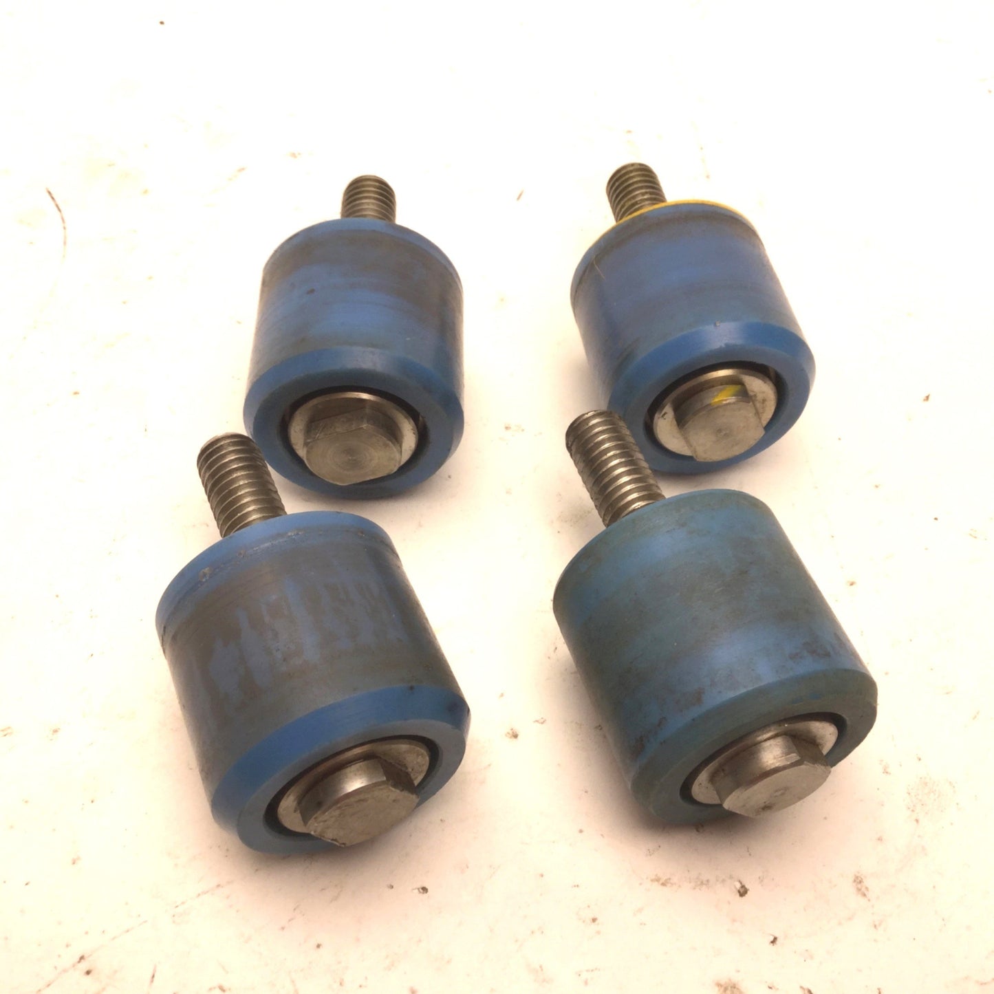 Used Lot of 4 Blue Cam Followers, Roller: 43mm dia, 40mm Width, Stud: 35mm
