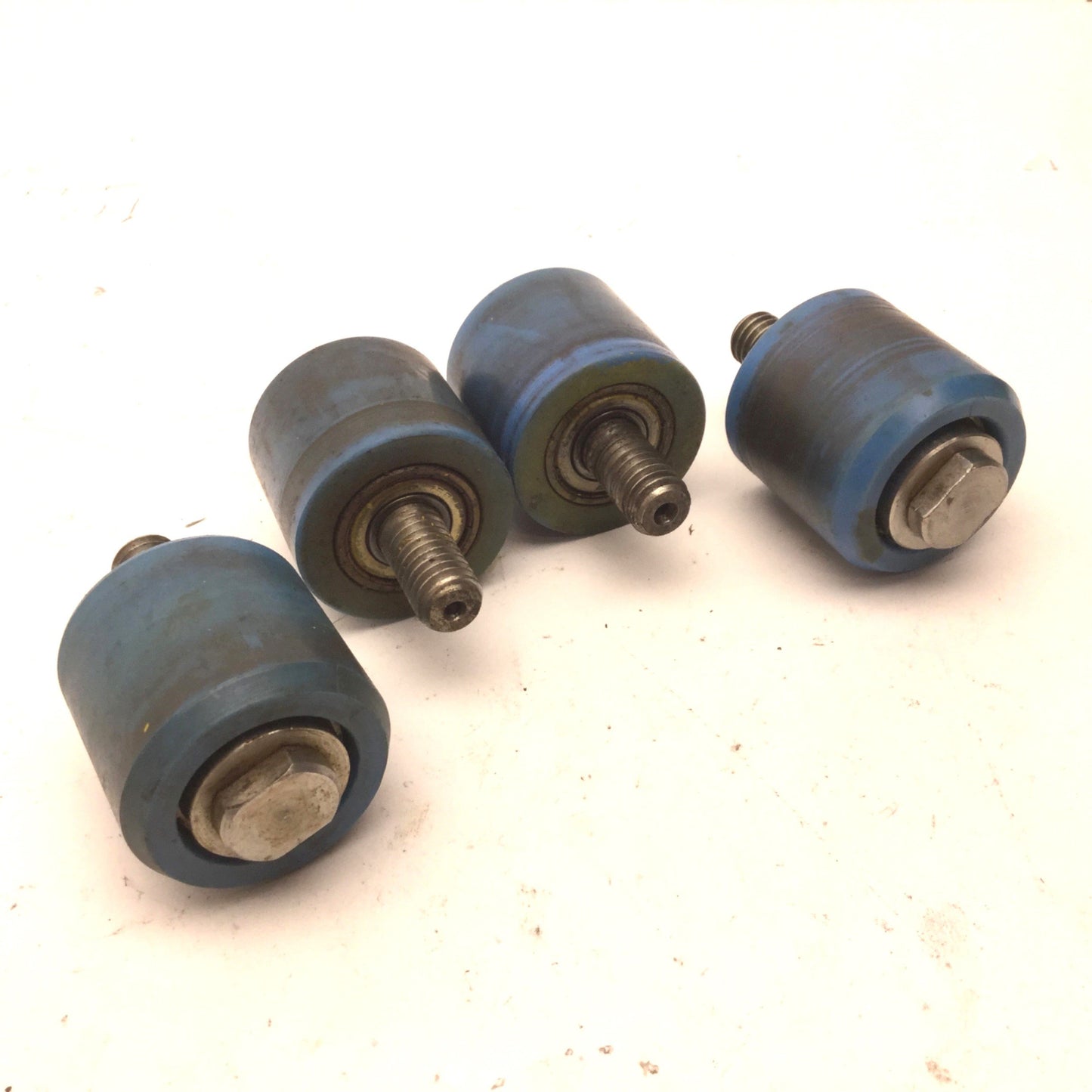 Used Lot of 4 Blue Cam Followers, Roller: 43mm dia, 40mm Width, Stud: 24mm