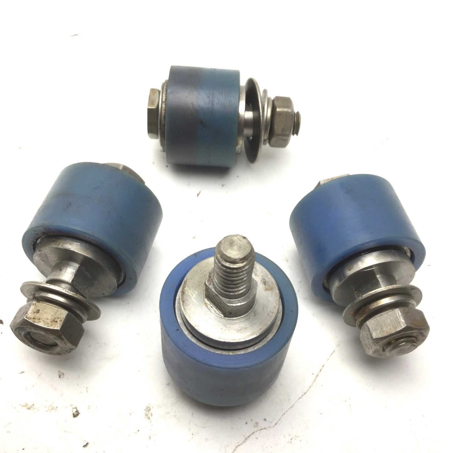 Used Lot of 4 Blue Cam Followers, Roller: 36mm Dia, 25mm Width, Stud: 21mm