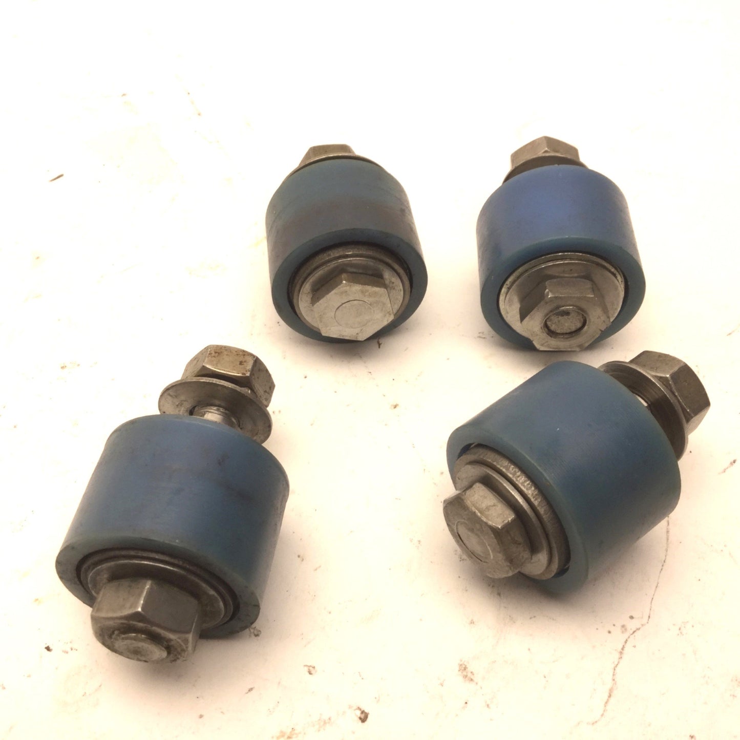 Used Lot of 4 Blue Cam Followers, Roller: 36mm Dia, 25mm Width, Stud: 21mm