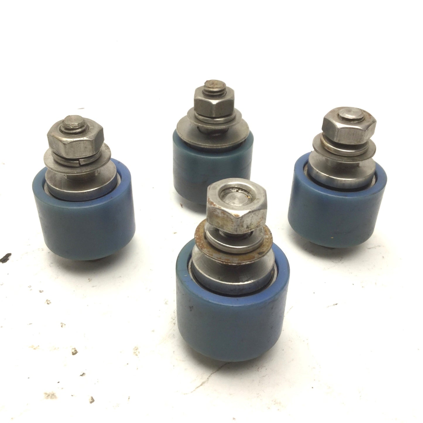 Used Lot of 4 Blue Cam Followers, Roller: 36mm Dia, 25mm Width, Stud: 21mm