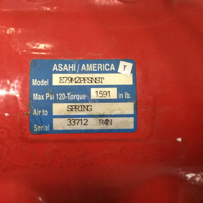 Used Asahi America E79M2PFSNST Pneumatic Actuator Spring Return, 6" Butterfly Valve