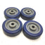 Used Lot of 4 Wagner 3" Dia x 1" Polyurethane Plastic Caster Wheels, 5/16" Bore, Blue