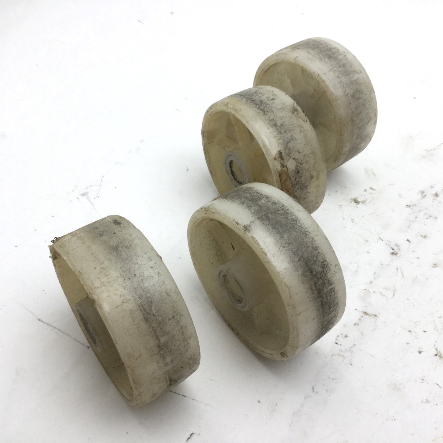 Used Lot of 4 Cart Wheels, Dimensions: Diameter: 73mm, Width: 28mm, 13mm ID