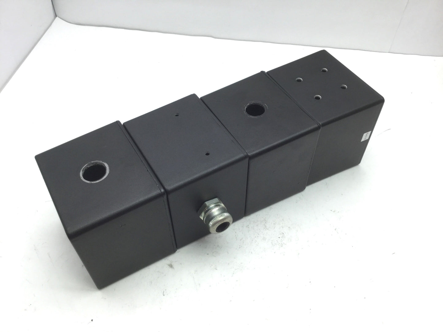 Used Lot of 4 Hammond 1590-V Aluminum E-Stop Enclosures Holes ,4.75" x 4.75" x 3.5"