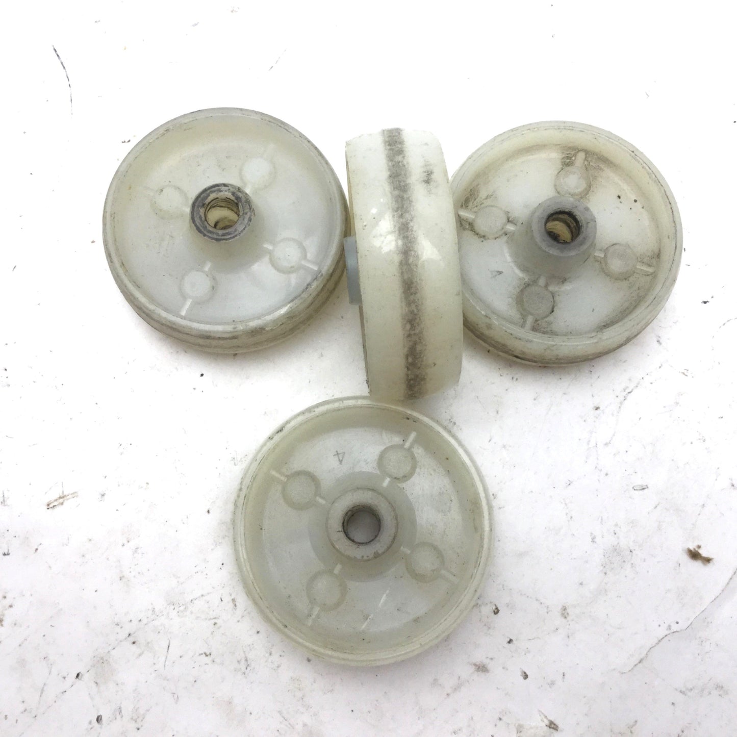 Used Lot of 4 Cart Wheels, Dimensions: Diameter: 76mm, Width: 25mm, 10mm ID