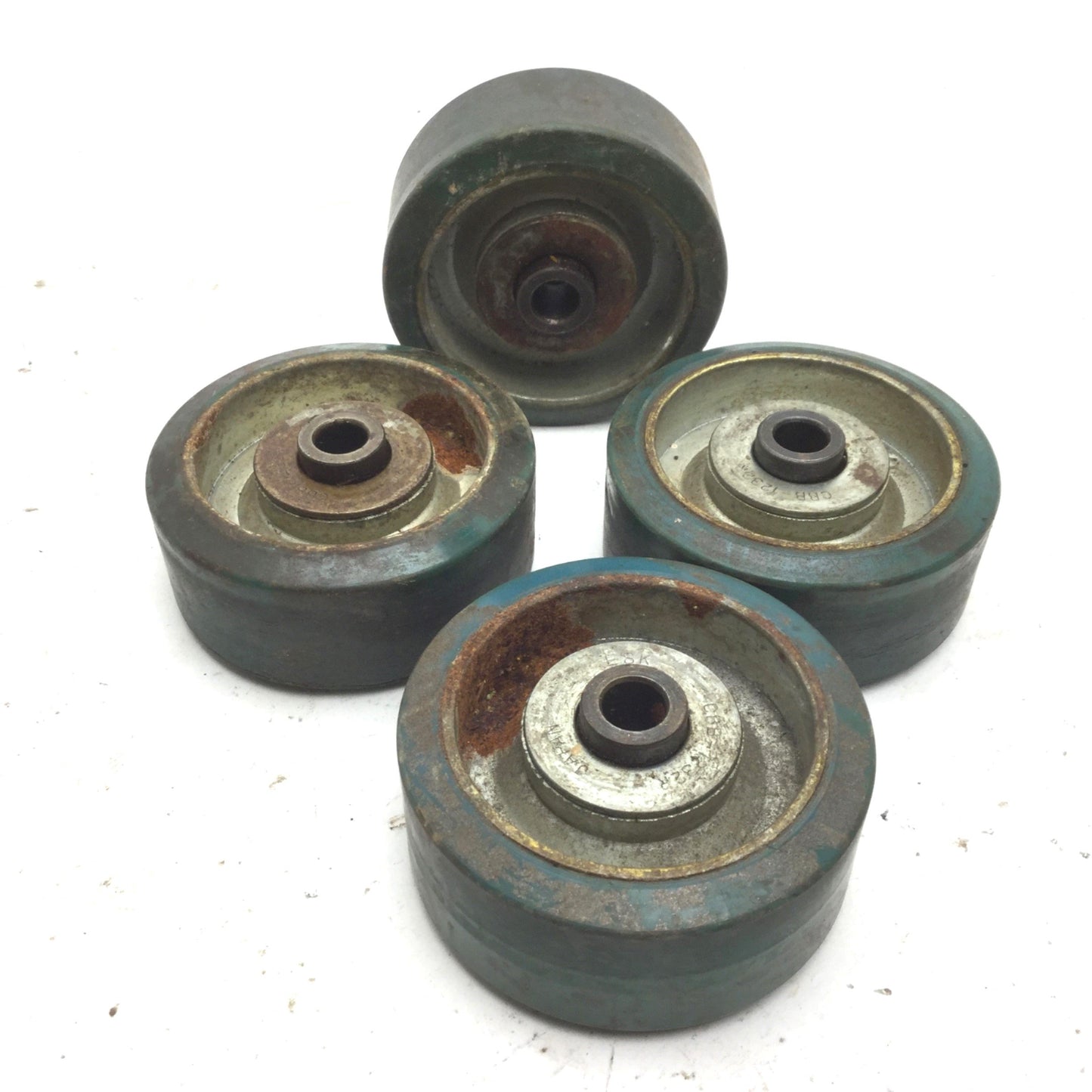 Used Lot of 4 ESK CBB-1232R Cart Wheels, Diameter: 75mm, Width: 32mm, 10mm ID