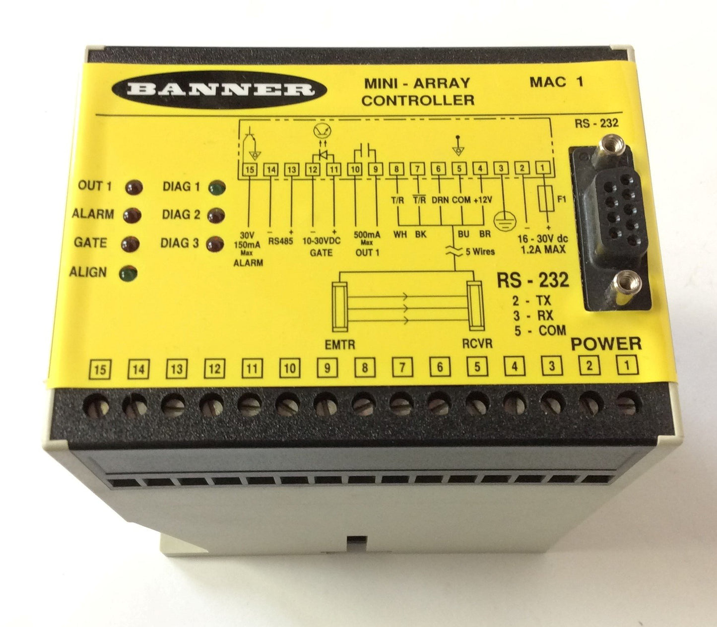 Used Banner Engineering RS-232 Mini-Array MAC 1 Controller 43296, Voltage: 16-30VDC