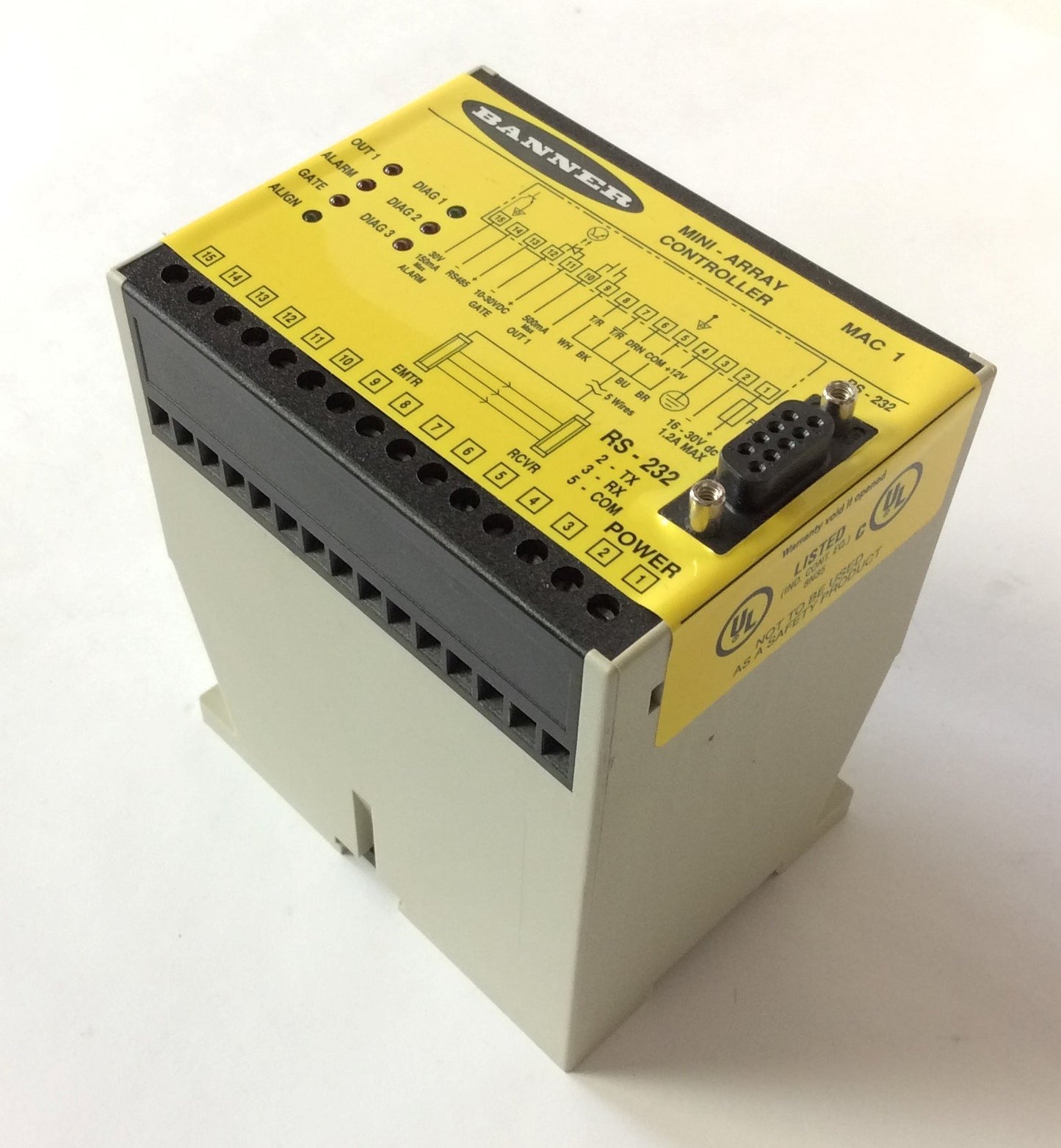 Used Banner Engineering RS-232 Mini-Array MAC 1 Controller 43296, Voltage: 16-30VDC