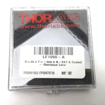 New Thor Labs LF1988-A N-BK7 Negative Meniscus Lens, 1" Dia, F=-500mm, ARC:350-700nm