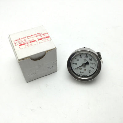 New McDaniel Controls Q3HUO 304 Stainless Steel Gauge, 1/4" NPT, 400psi Max, 2" Dial
