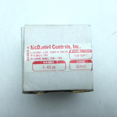 New McDaniel Controls Q3HUO 304 Stainless Steel Gauge, 1/4" NPT, 400psi Max, 2" Dial