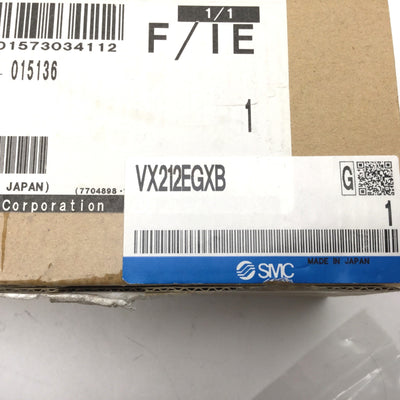 New SMC VX212EGXB Direct Operated 2 Port Solenoid Valve For Water, NC, 24VDC, 145psi