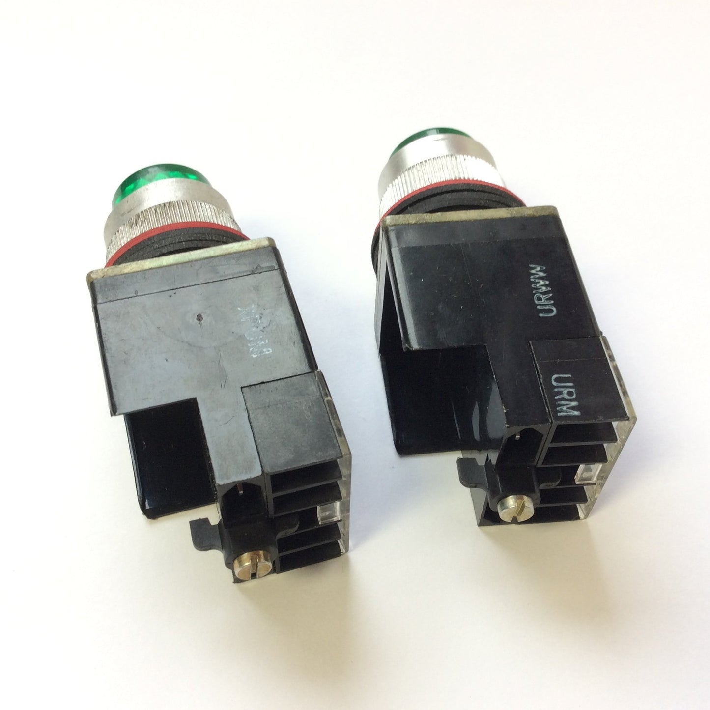 Used Lot of 2 Allen Bradley 800MR-QB24 Lighted Green Push Button Momentary 24VAC/DC