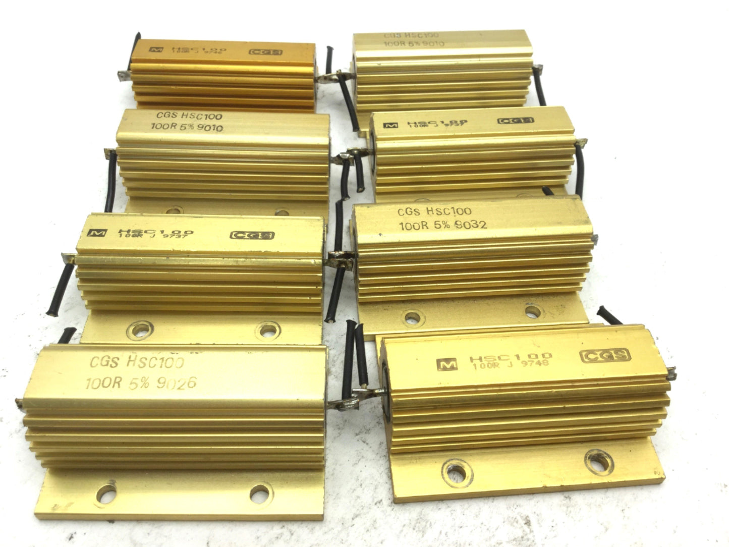 Used Lot Of 8 TE Connectivity CGS HSC100 100R J Power Resistors, 100 Ohm, 100 Watt