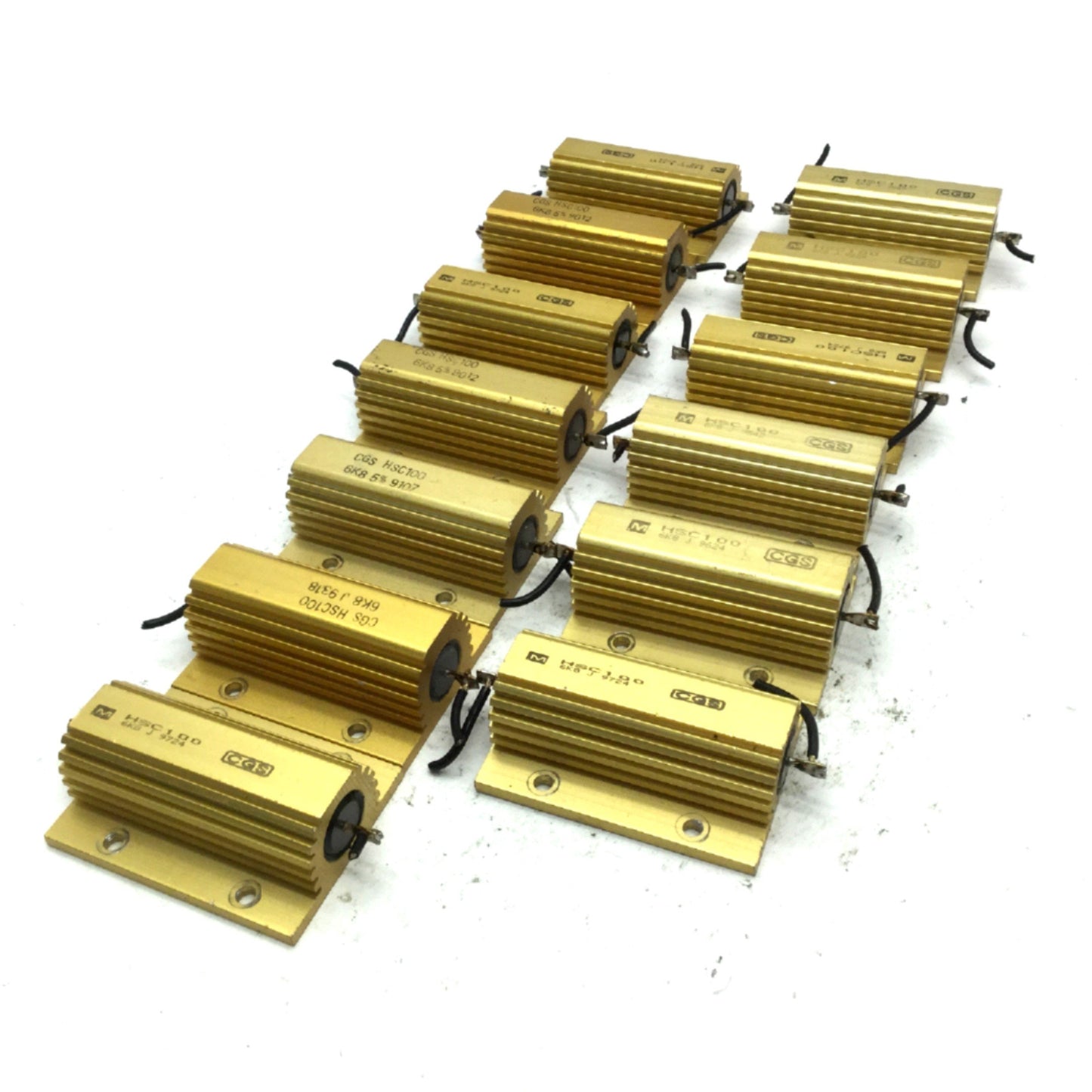 Used Lot of 13 TE Connectivity CGS HSC100 6K8 J Resistors, 6.8K Ohm, 50/100 Watt 5%