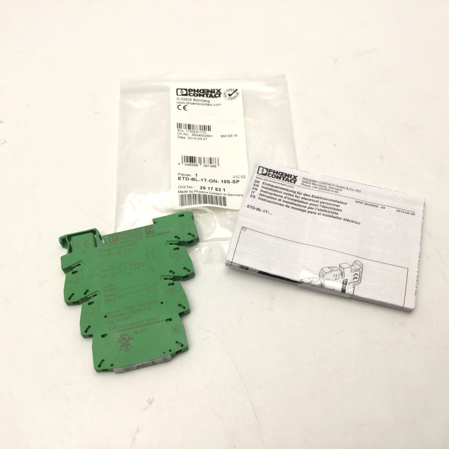 New Phoenix Contact ETD-BL-1T-ON-10S-SP Timer Relay 0.1-10s Spring-Cage Connections