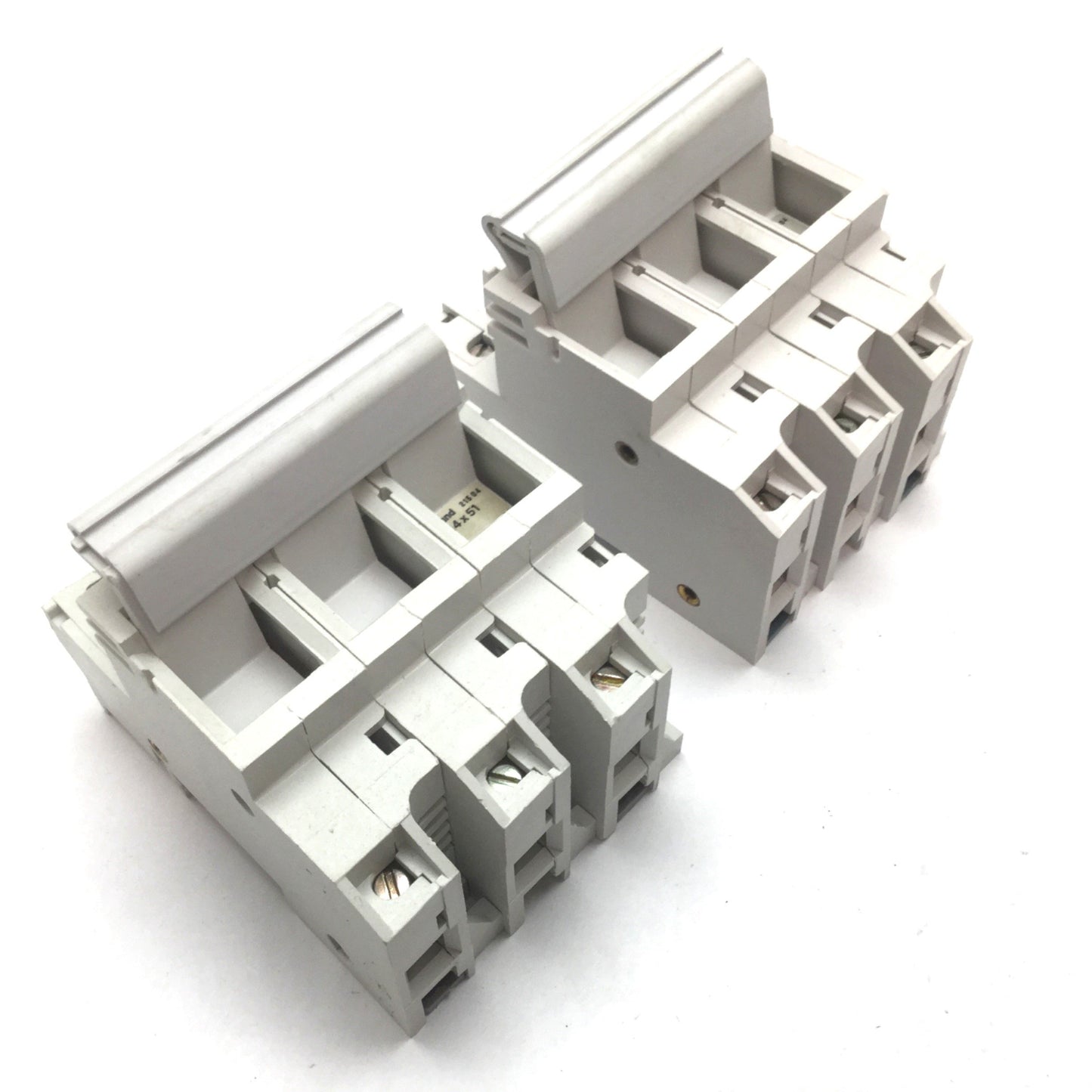 Used Lot of 2 Legrand 21504 Fuseholder, 3-Pole, Fuse Size 14mm x 51mm, DIN Rail Mount