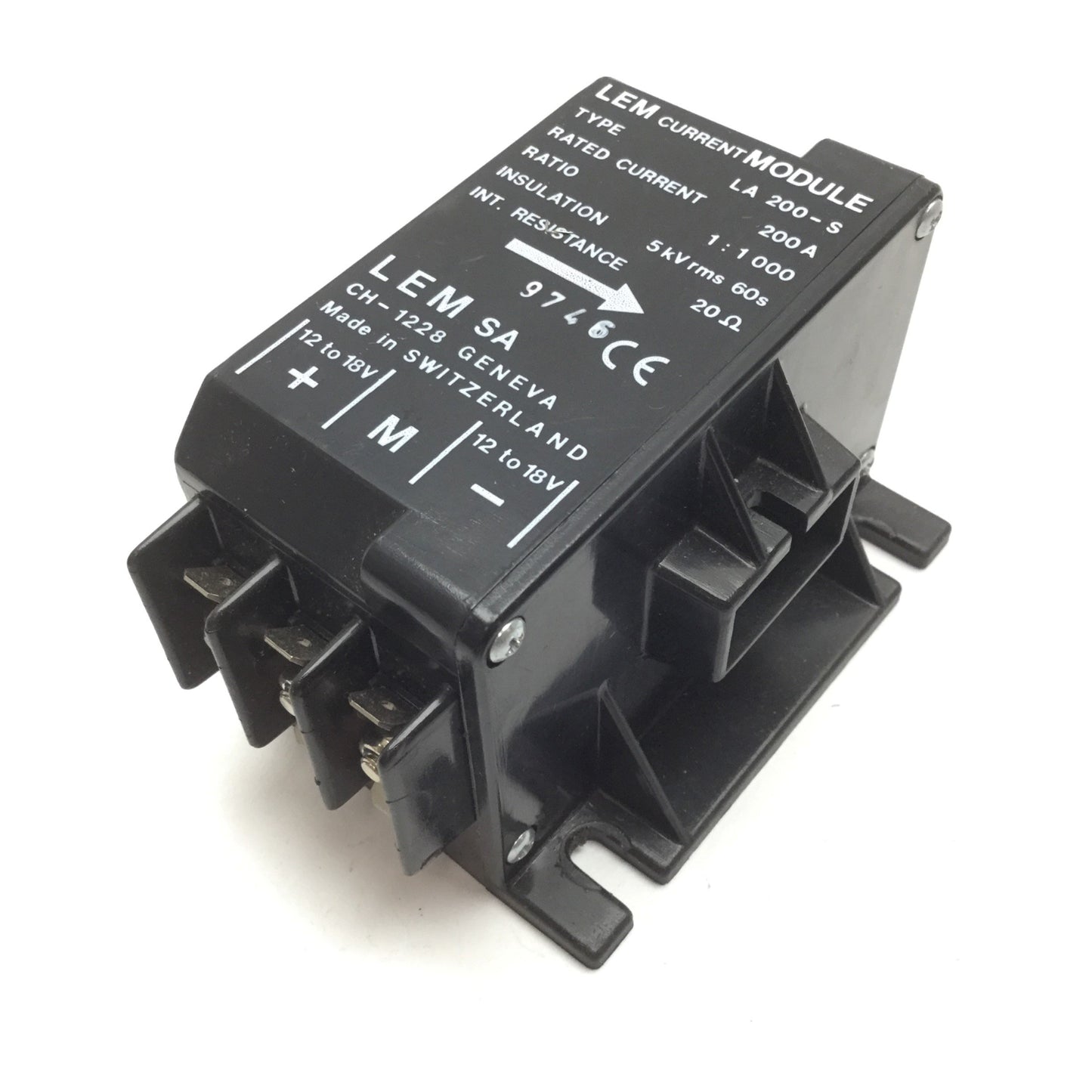 Used LEM LA 200-S Current Transducer, 200A, 1:1000 Ratio, 22 Ohm Internal Resistance