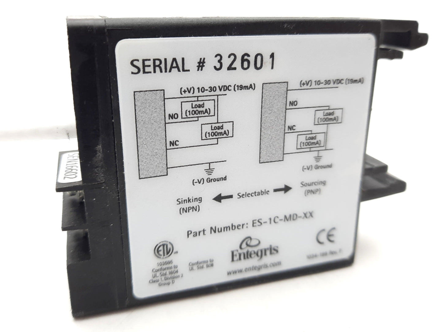 Used Entegris ES-1C-MD-XX Single Channel Control Module Input 10-30VDC 19mA
