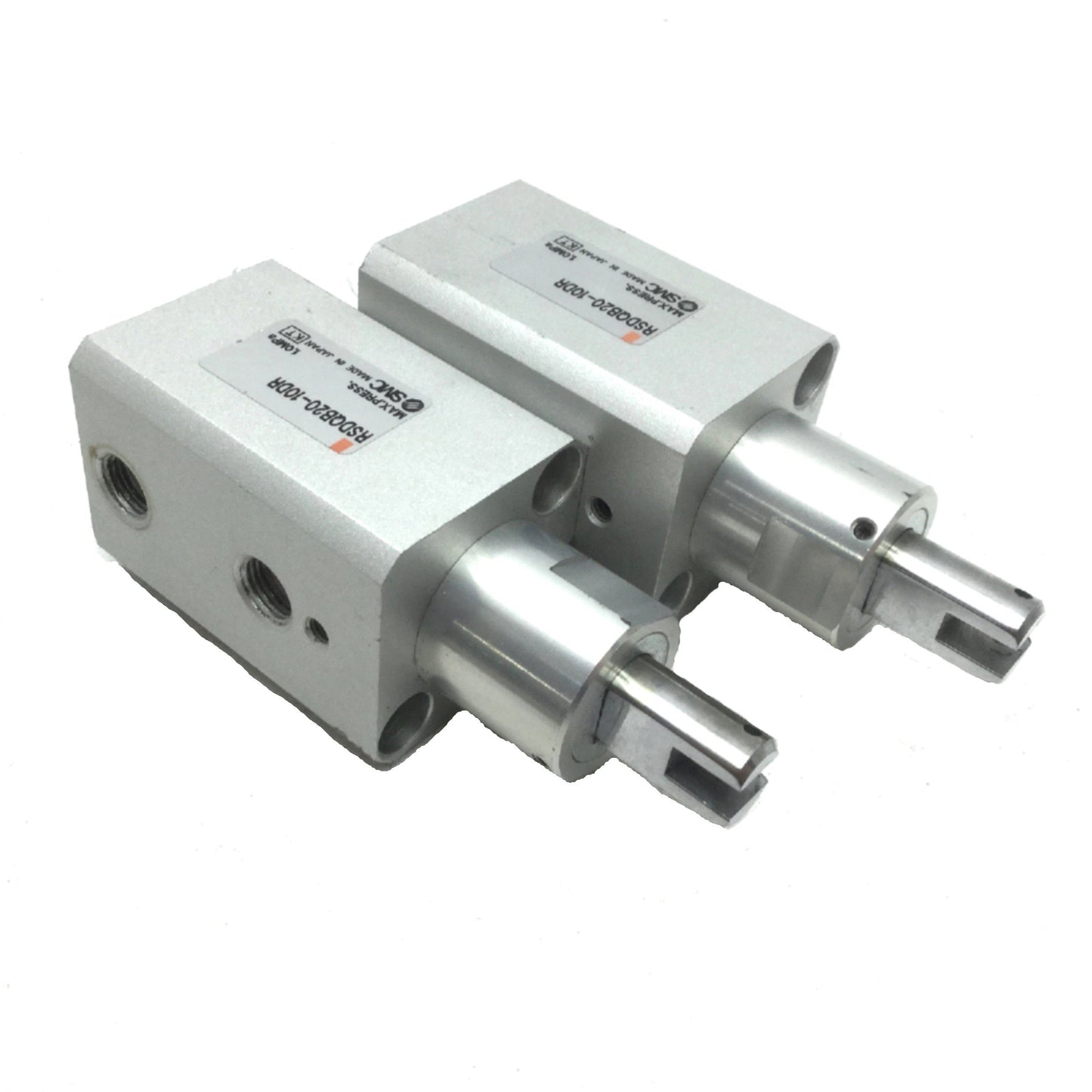 Used Lot of 2 SMC RSDQB20-10DR Pneumatic Cylinders, Bore: 20mm, Stroke: 10mm, Magnet