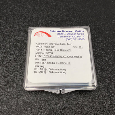 New Rainbow Research Optics 119282 BFCX-25.4-125.0-UV, Focal Length 125mm, AR 1064nm