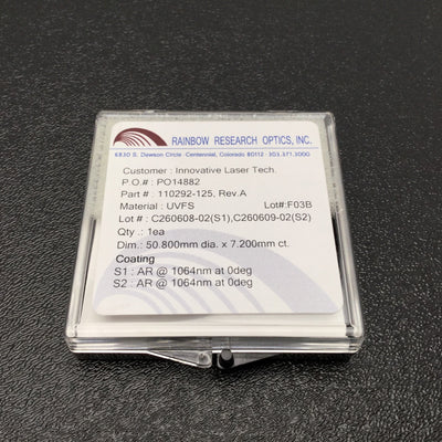 New Rainbow Research Optics 110292-125 BX-50.8-127.5-UV Focal Length 125mm AR 1064nm