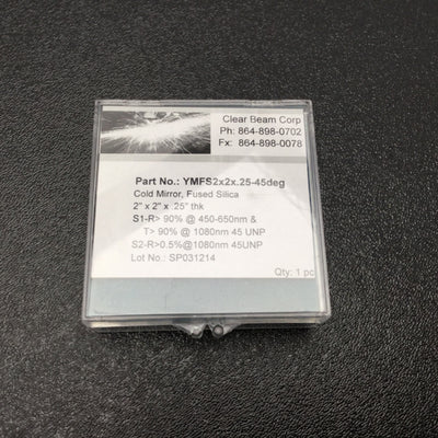 New Clear Beam Corp YMFS2x2x.25-45deg YAG Cold Mirror, Fused Silica, 2"x2"x0.25"