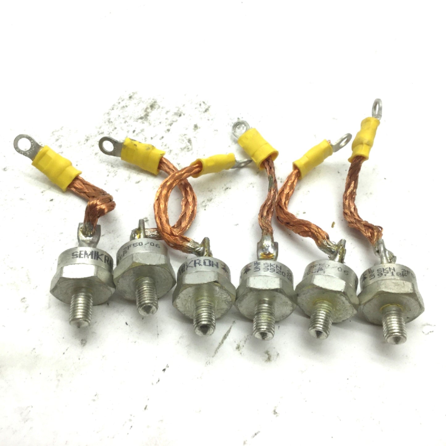 Used Lot of 6 Semikron SKN2F50/06 Fast Recovery Diodes 600 Volt 50 Amp, 1/4-28 Stud
