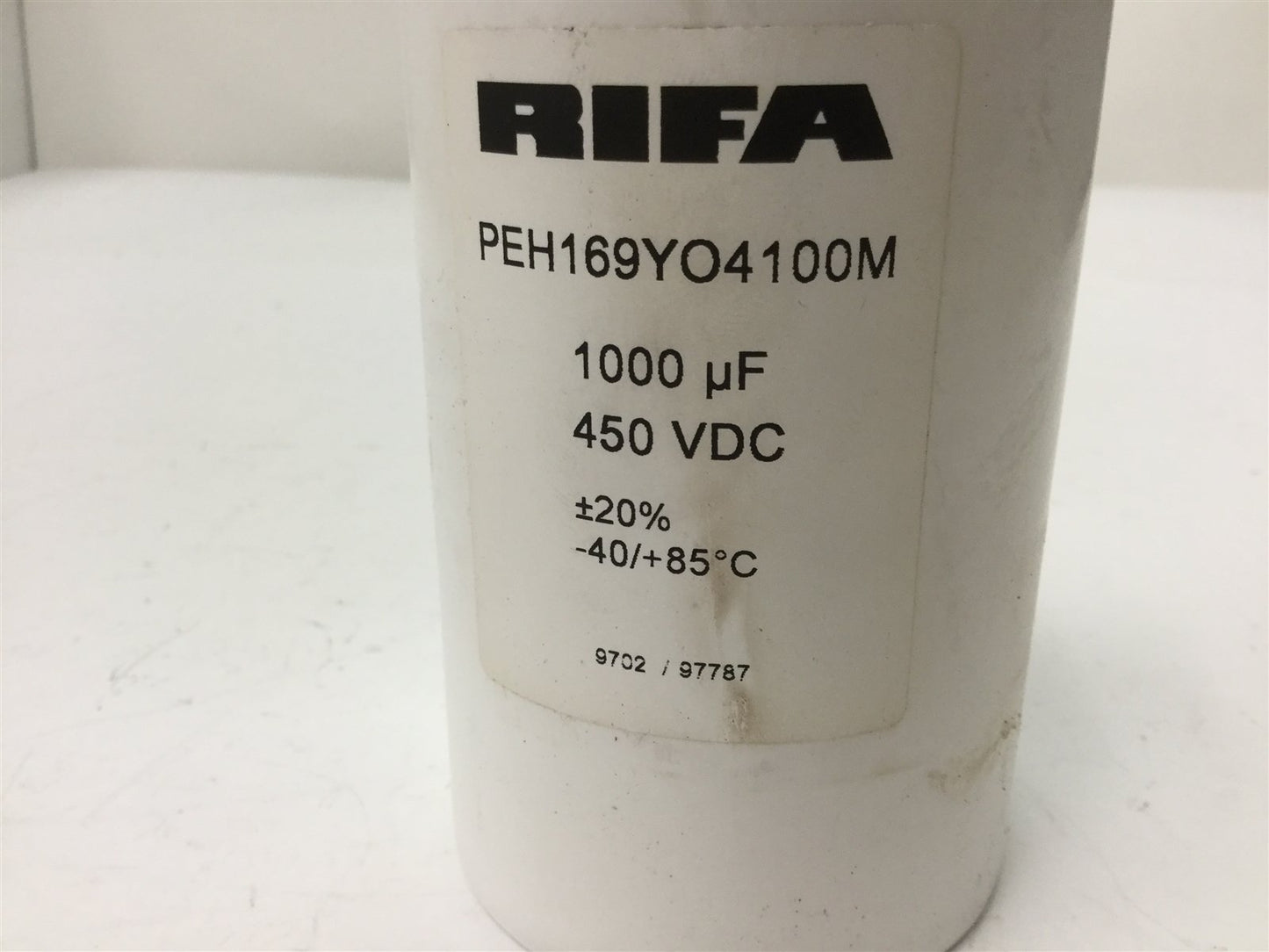 Used Rifa PEH169YO4100M 1000uf 450VDC Electrolytic Capacitor, +/-20%, DC