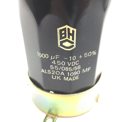 Used BHC ALS20A 1090 MF Capacitor 1000uF - 10 + 50%, 450VDC
