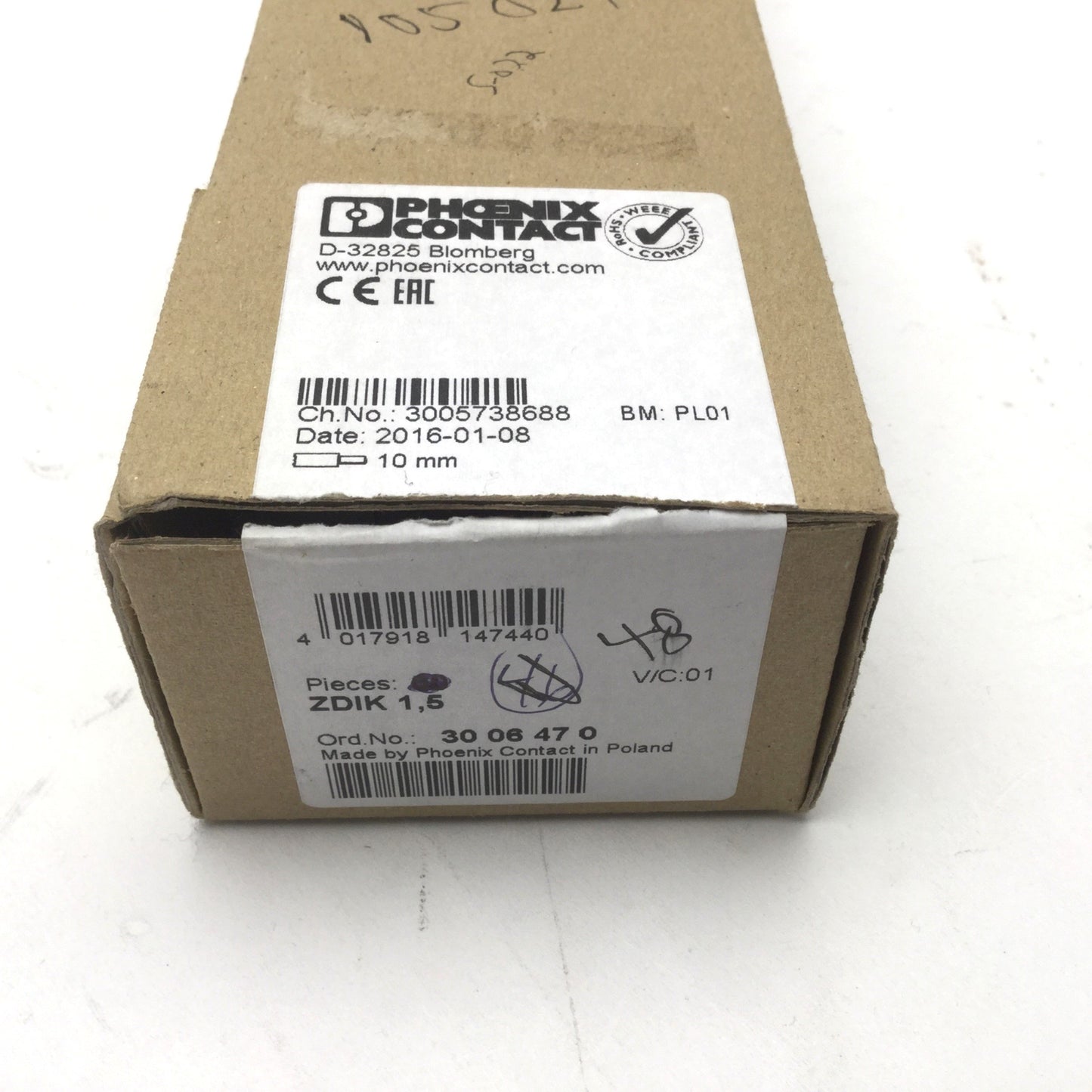Used Lot Of 47 Phoenix Contact ZDIK 1,5 Feed-Through Terminal Blocks, AWG 26-14, 300V