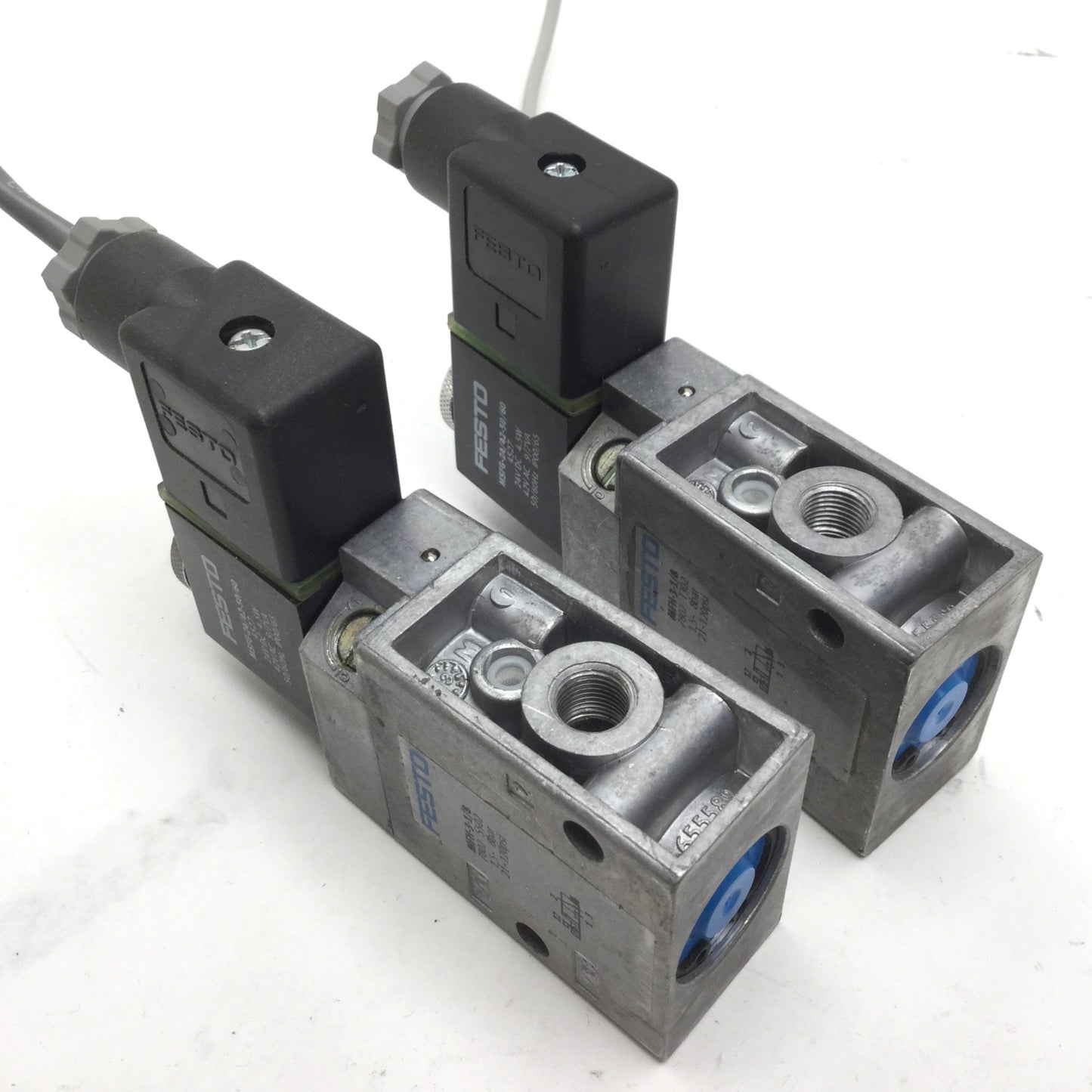 Used Lot of 2 Festo MFH-3-1/8 Solenoid Valve, 2-Pos 3-Way MSFG-24/42-50/60