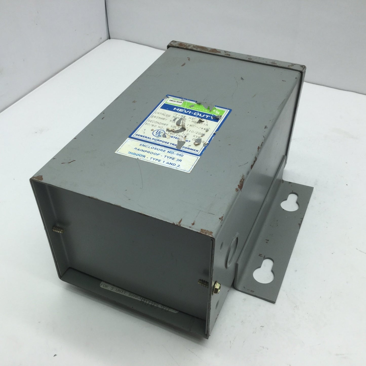 Used Hevi-Duty HS 4F1A Transformer Primary: 190-440 Secondary: 1.0 KVA 1PH 110/220VAC