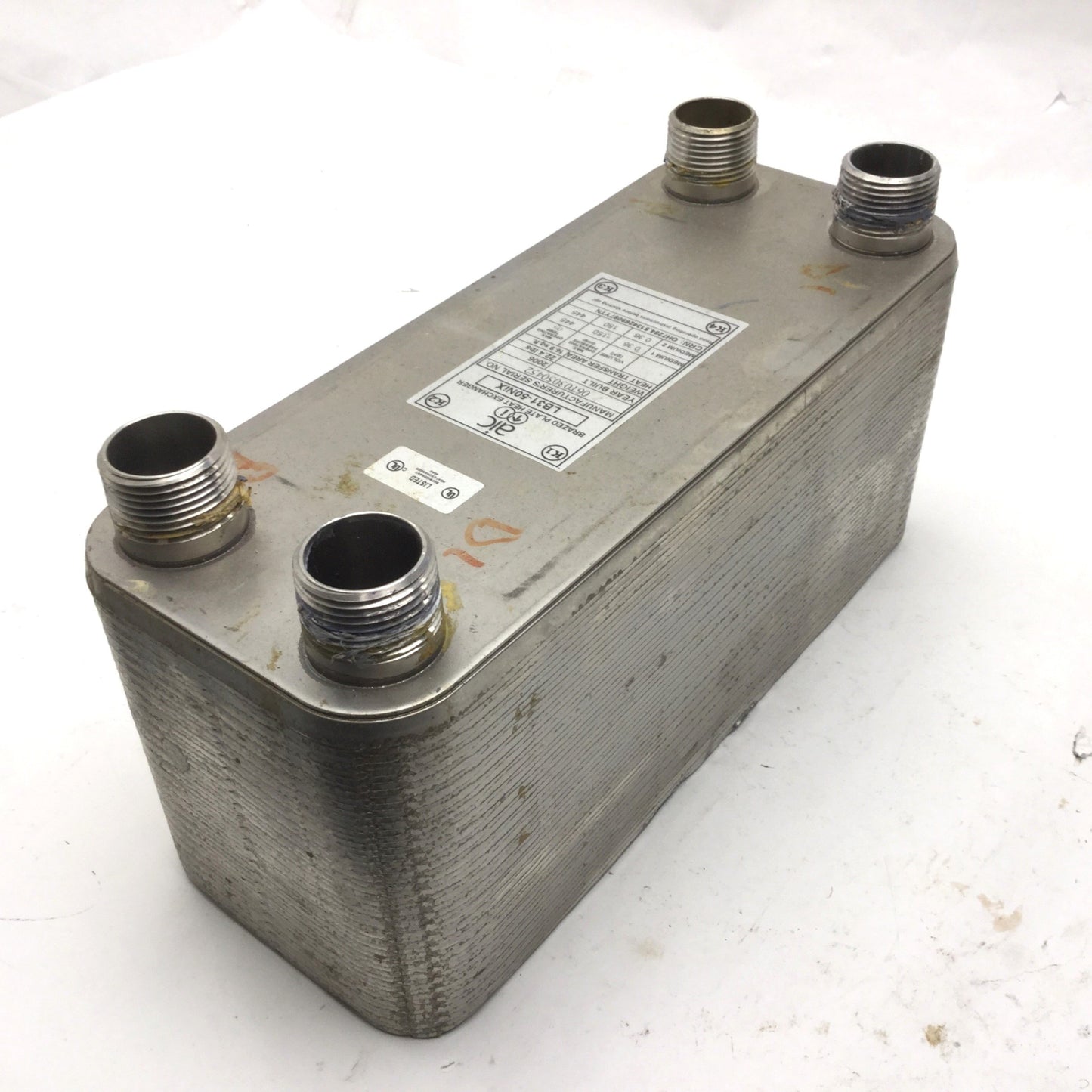 Used AIC LB31-50NiX Brazed Plate Heat Exchanger, 56 GPM, 150 PSIG Max, 445°F Max