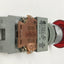 Used Idec AVLW49902D-R-24V Illuminated Emergency E-Stop Pushbutton Switch, 24V LED