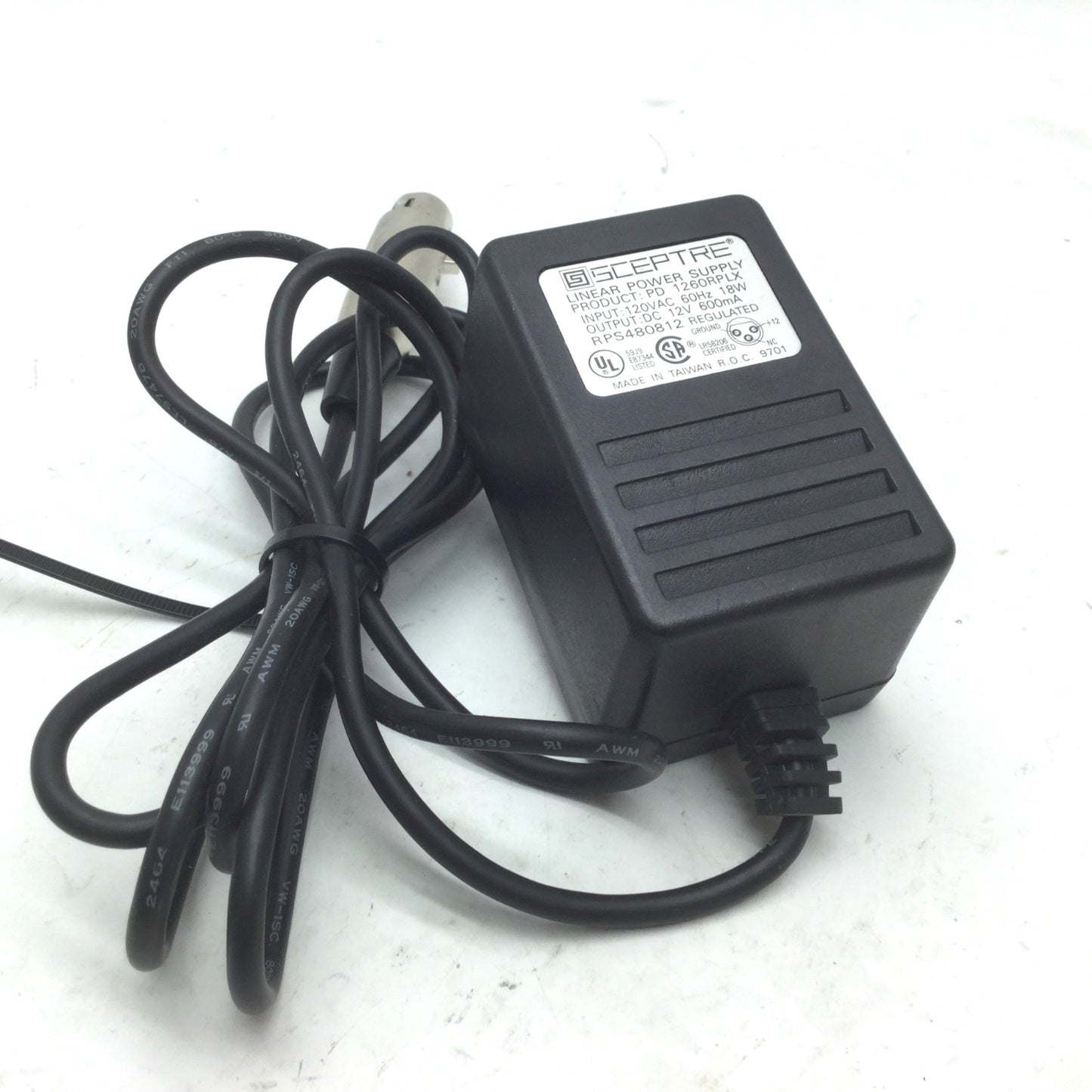 Used Septre PD 1260RPLX Linear Power Supply, In: 120VAC, Out: 12VDC 0.6 A XLR 3-Pin