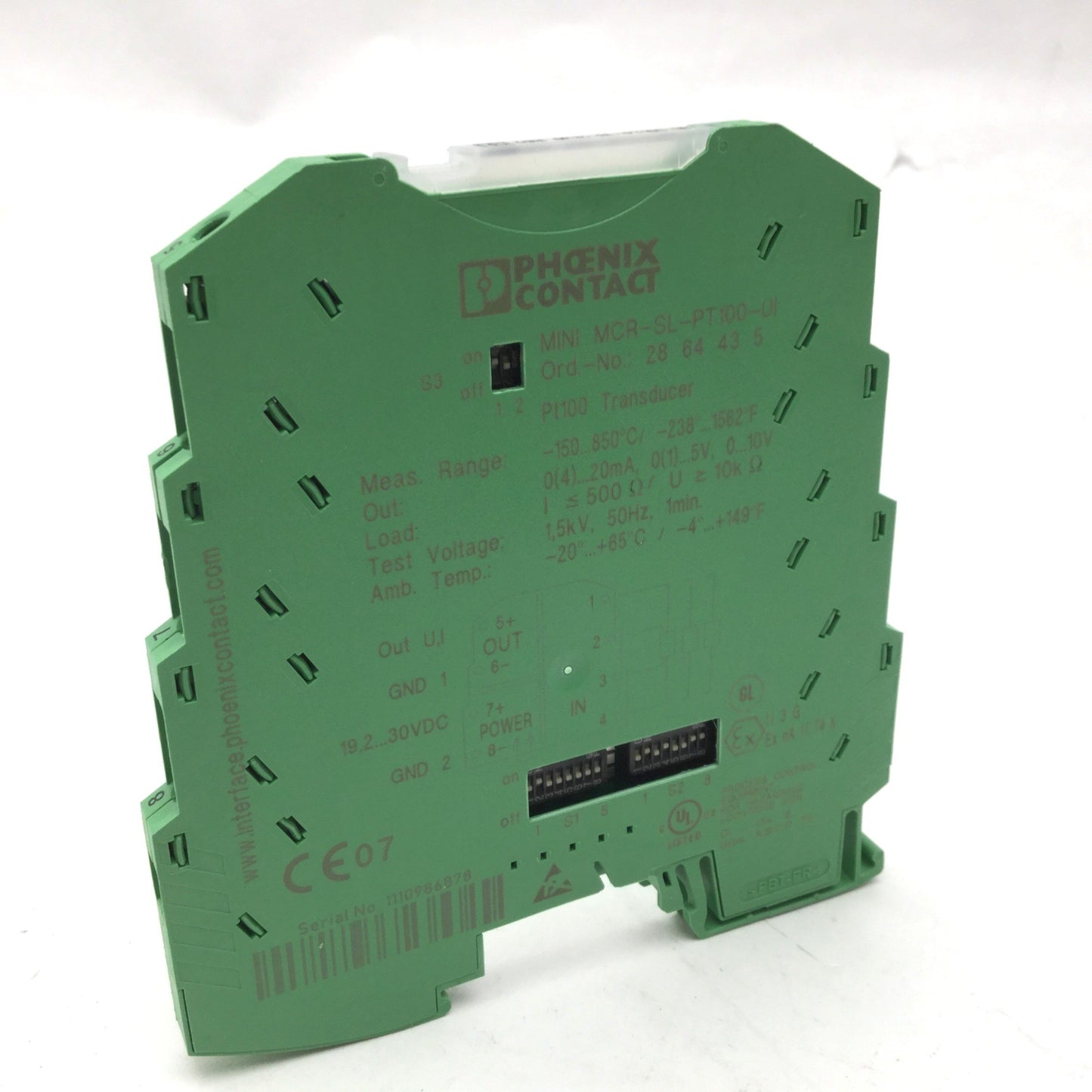 Used Phoenix Contact MINI MCR-SL-PT100-UI Pt100 Transducer, 2864435, 12.5V Max