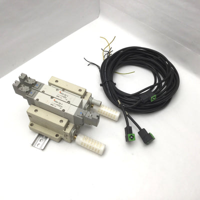 Used Bank Of SMC SY9140-5D0-Q and SY9340-5D0-Q 5 Port Solenoid Valves 24VDC 0.7MPa