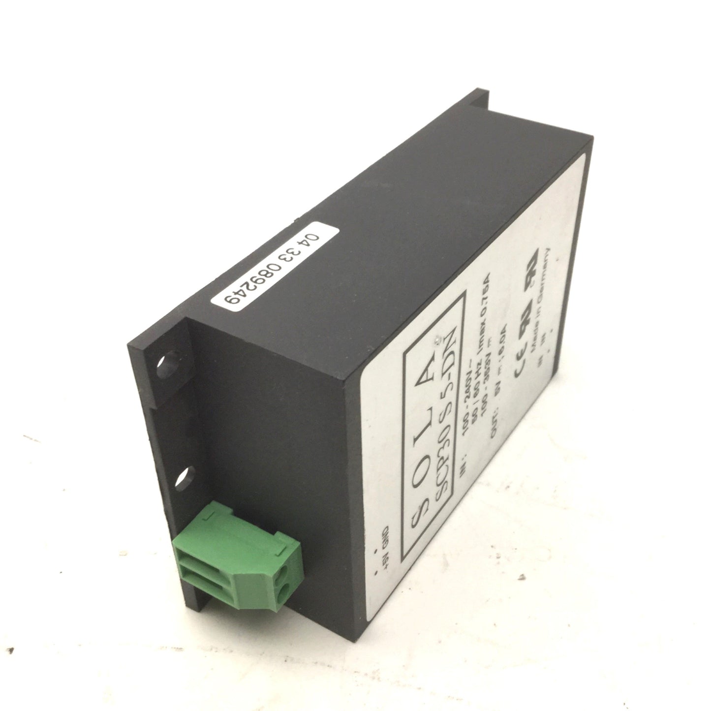 Used Sola SCP30 S 5-DN DIN Rail Power Supply, Out: 5VDC, 6A, In: 100-240VAC, 50/60Hz