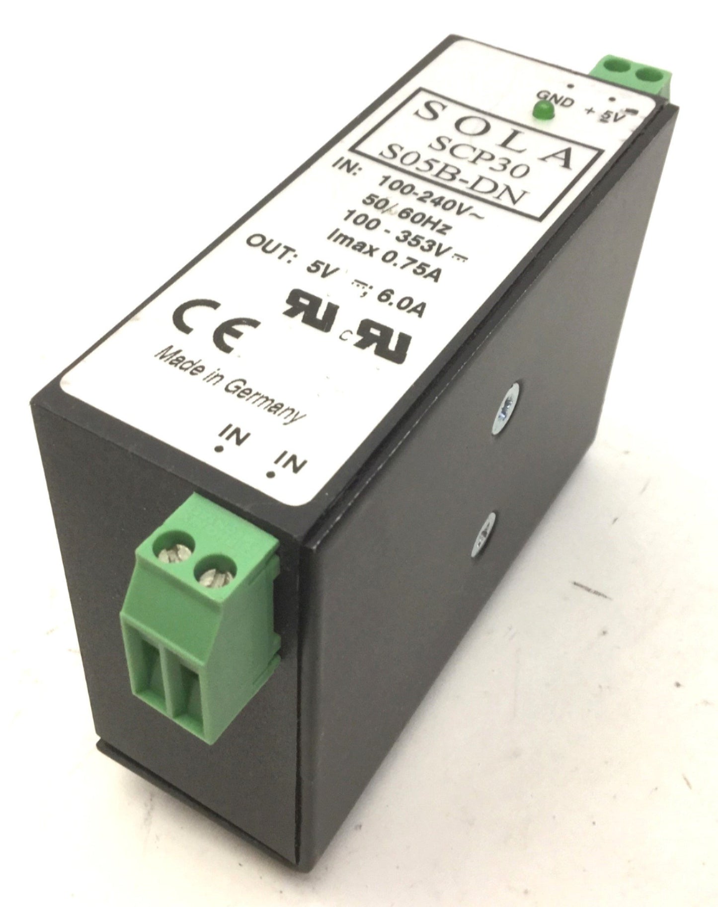 Used SOLA SCP30 S05B-DN Power Supply, 100-240VAC 100-353VDC IN, 5V 6.0A OUT