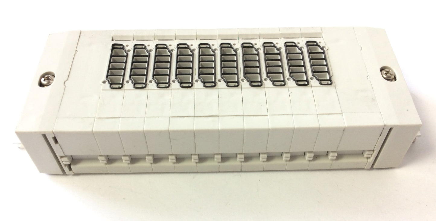 Used SMC SS5Y3-45-10B-C4 Pneumatic Solenoid Manifold Base DIN Mount Ports 5/16" 5/32"