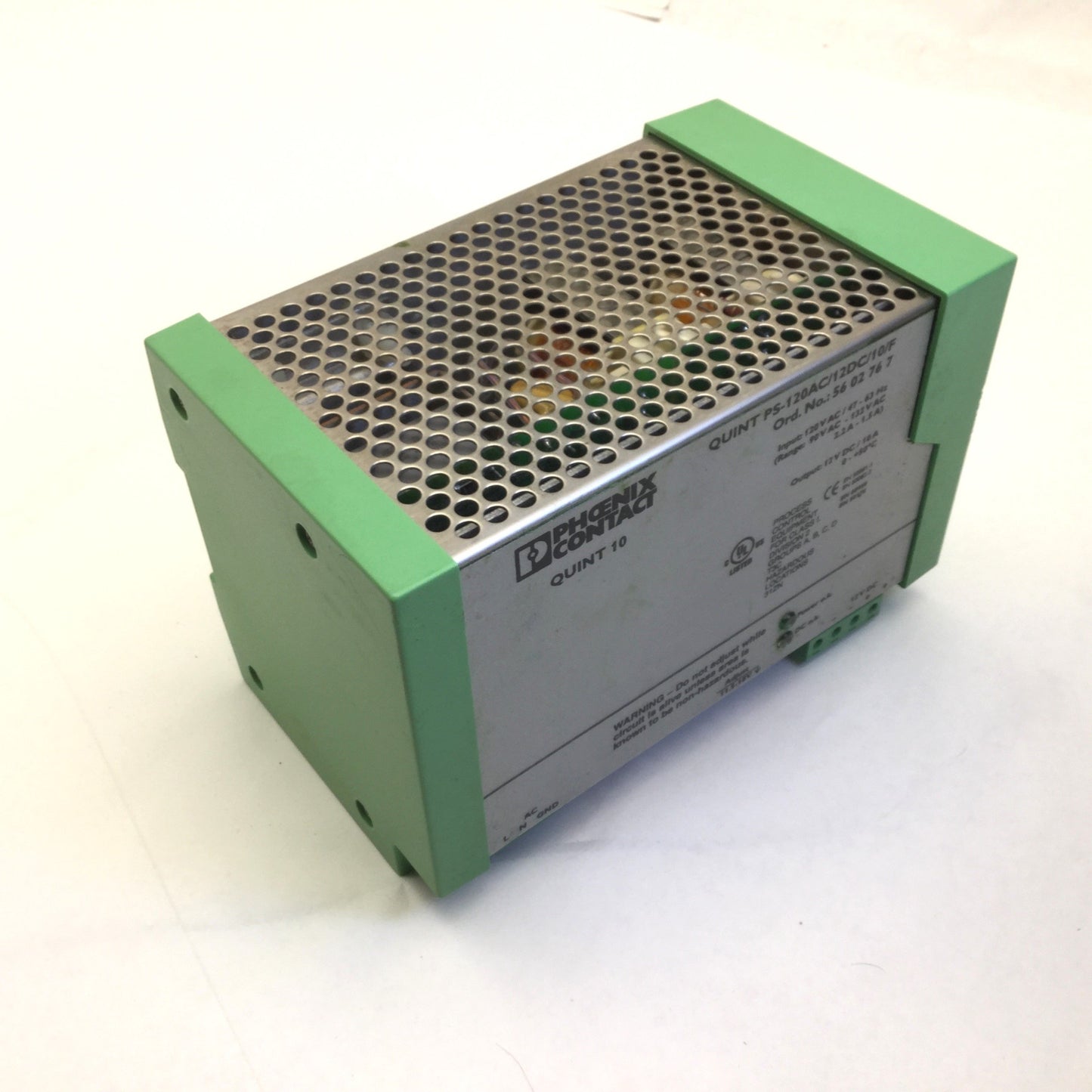 Used Phoenix QUINT PS-120AC/12DC/10/F Power Supply, 120VAC, 47-63Hz, Out: 12VDC