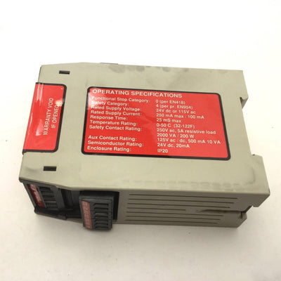 Used Banner ES-GA-5A Safety Relay, Supply: 24VDC or 115VAC, Contact Rating: 250VAC 5A