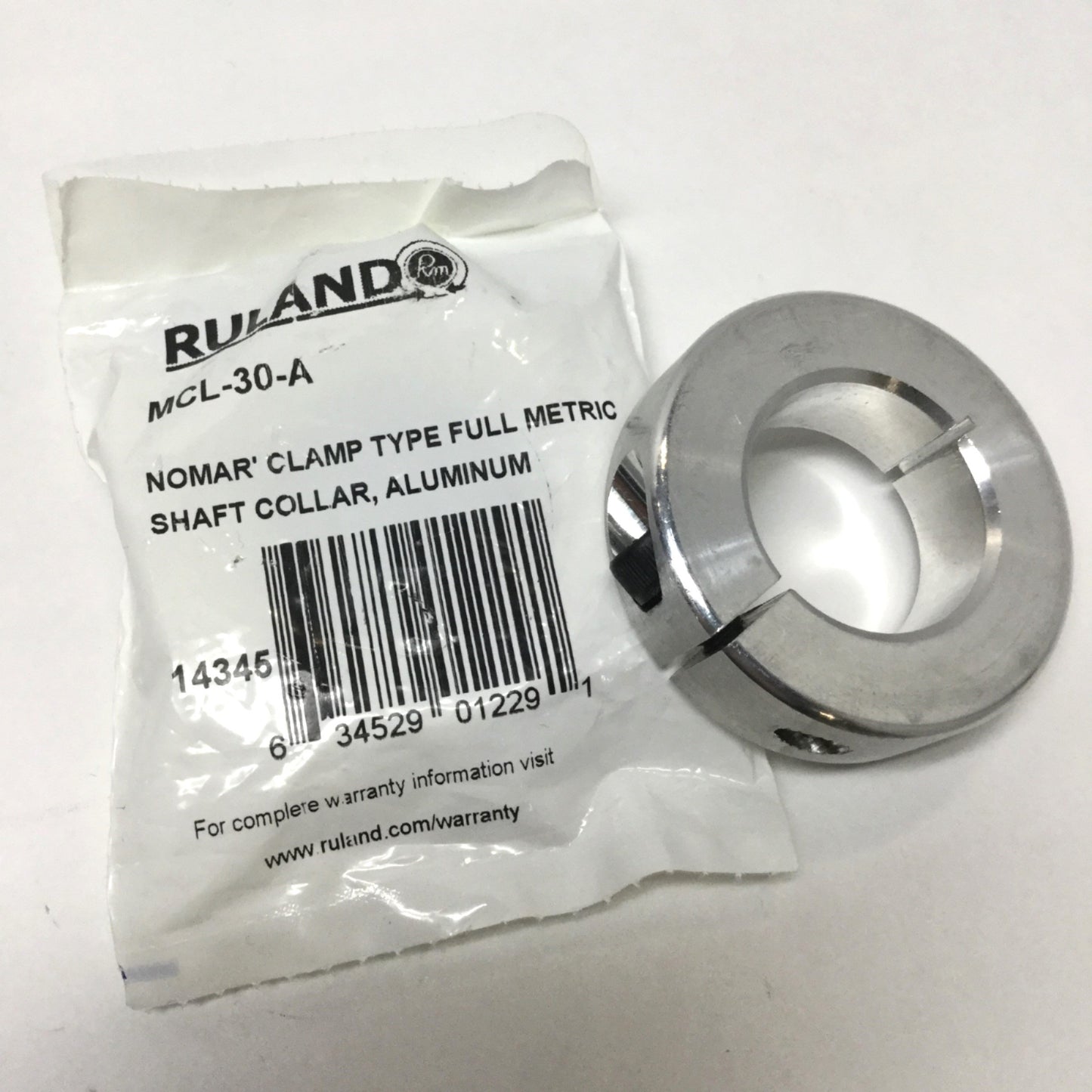 New – Open box Lot of 2 Ruland MCL-30-A Shaft Collars, One-Piece Clamp, Aluminum, 30mm Bore