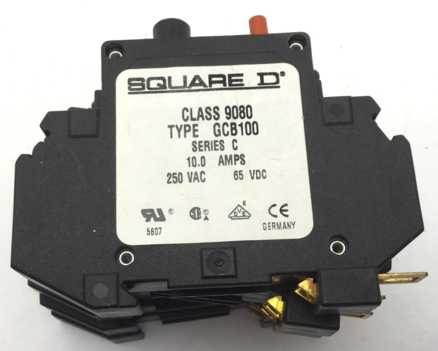 Used Lot of 6 Square D 9080 GCB100 Circuit Breaker, 1-Pole, Rating: 10A 125VAC 65VDC