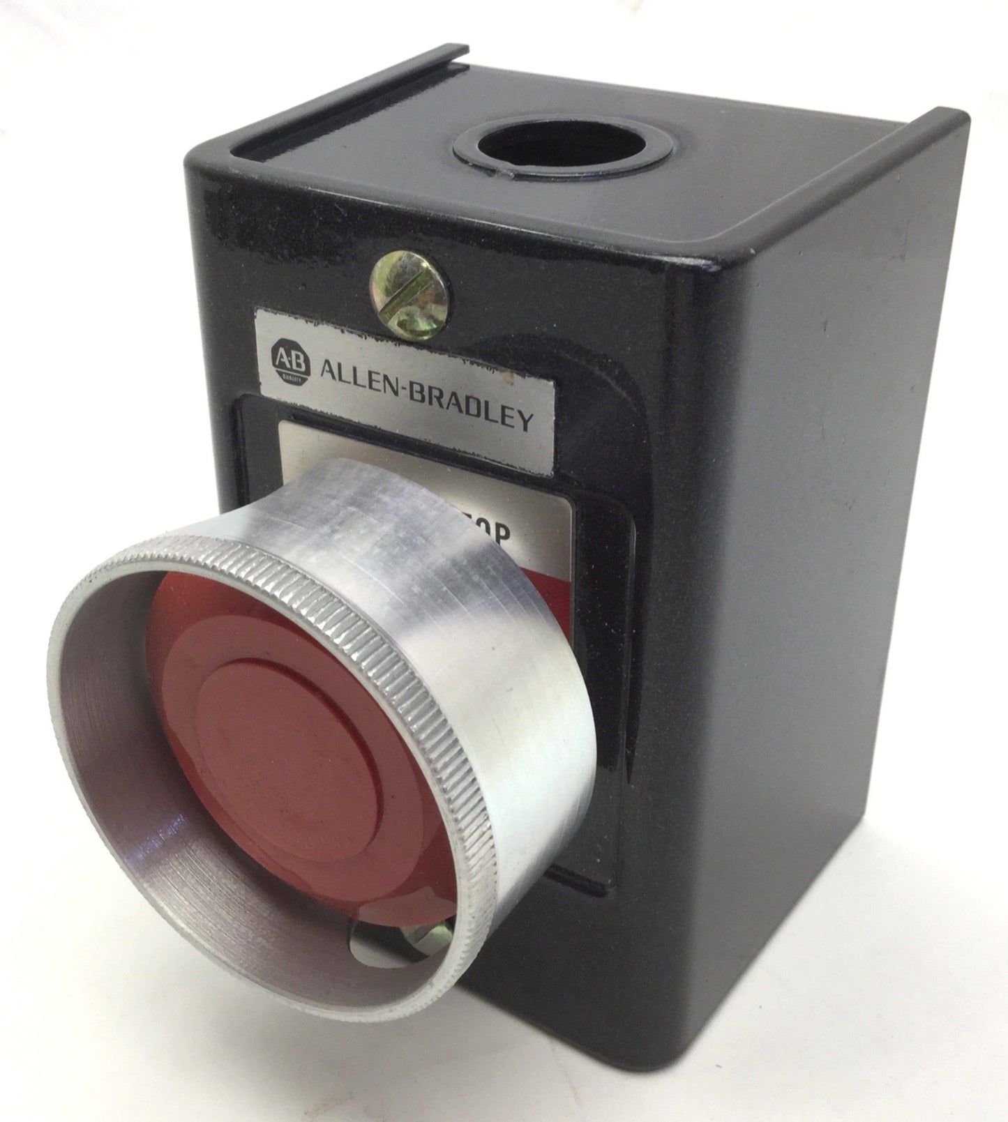 Used A-B 800H-1HZ E-Stop Black Enclosure, w/800T-FXT Switch & 800T-XD4 Contacts