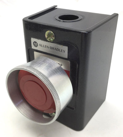 Used A-B 800H-1HZ E-Stop Black Enclosure, w/800T-FXT Switch & 800T-XD4 Contacts