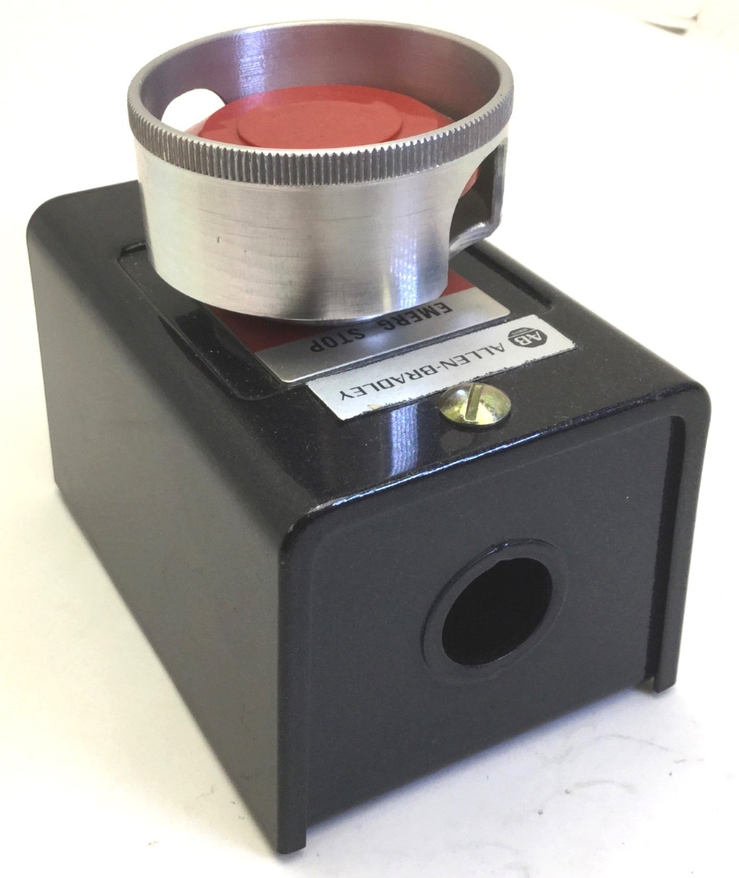 Used A-B 800H-1HZ E-Stop Black Enclosure, w/800T-FXT Switch & 800T-XD4 Contacts