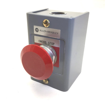 Used Allen-Bradley 800H-1HZ E-Stop Enclosure, w/800T-FXT Switch & 800T-XD4 Contacts